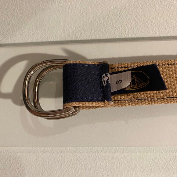Leatherman Belt Small Blue Tan Embroidered Shelter‎ Island Double Ring USA - Picture 3 of 12